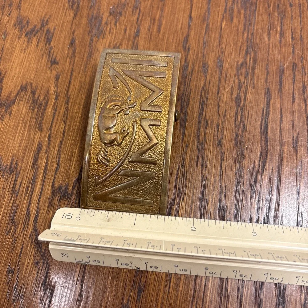 Vtg New Mexico Military Institute Buckle Old NMMI College Army USA Solid Brass